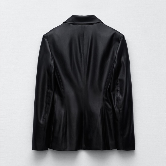 ZARA FAUX LEATHER DOUBLE-BREASTED BLAZER - Picture 3 of 5